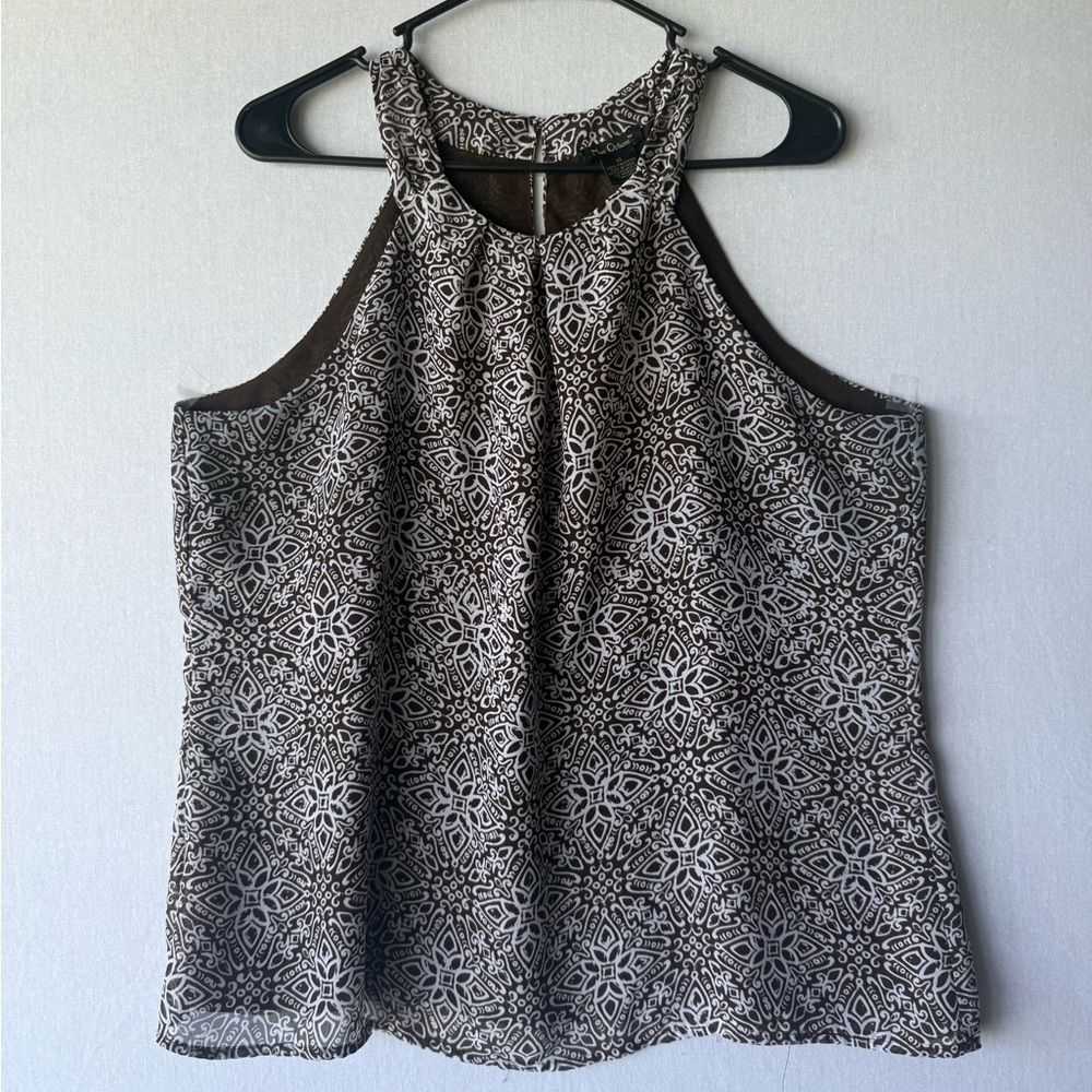 ✨ 3 for $10 Nue Options Brown and Cream Printed Camisole